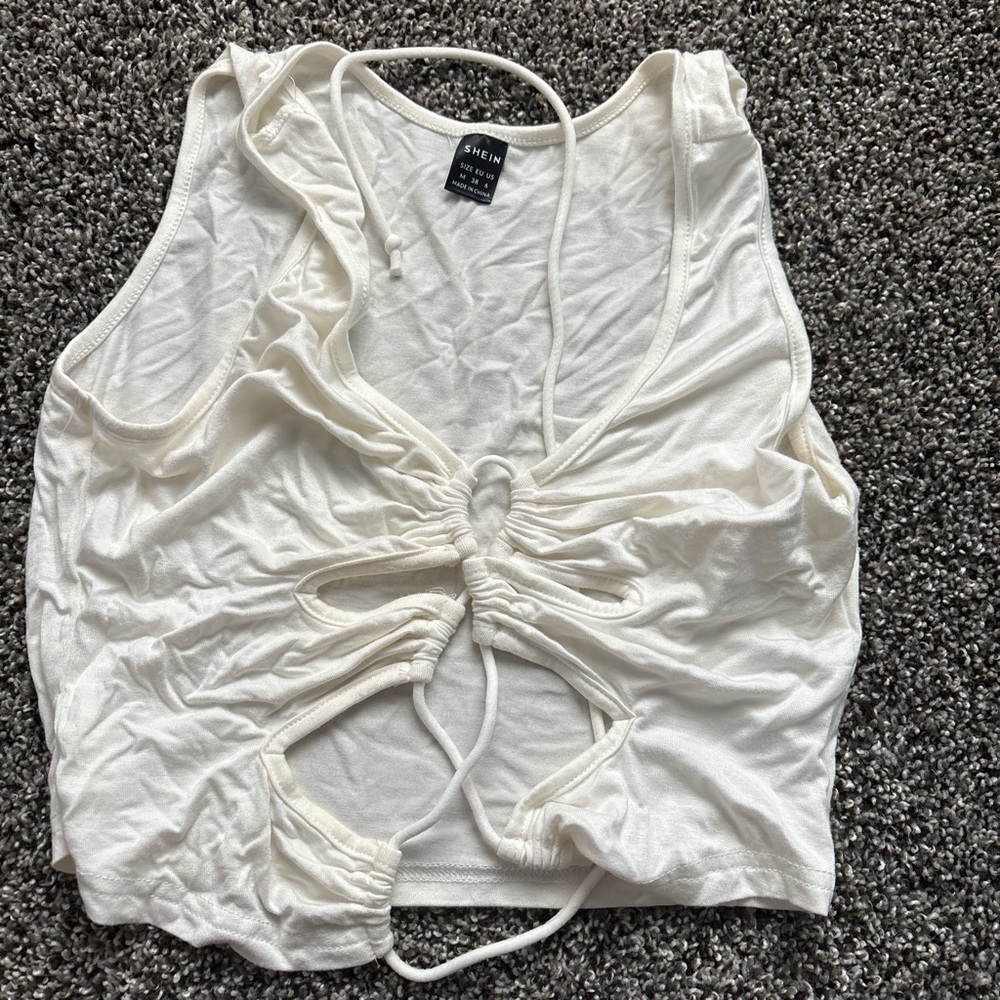 SHEIN White Sleeveless Ruched Tank Top